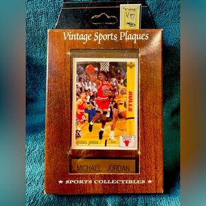 1991-92 Upper Deck NBA Basketball Michael Jordan Bulls Plaque & Card - Collector